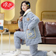 Pajamas de Langsha para mujeres en el terciopelo de coral espesado de invierno Spring cálido de algodón de algodón y franela de otoño para el hogar del hogar H18 L6625 Azul oscuro Rose Estilo extendido XL 115-135Jin [Jin equivale a 0.5 kg]