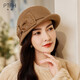 Buta autumn and winter hat women's retro hat wool felt hat beret shaped hat felt hat large bow sequins camel
