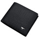 Sieben Wolf Herren Brieftasche Horizontal echtes Leder Kurzes echtes Cowhide Brieftasche einfaches Krokodilmuster reiner Schaffell Kantekante Weiche Brieftasche Schwarz Horizontal