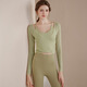 LULU CENTURY yoga clothes for women, sports tight long-sleeved running quick-drying breathable blouses for women, training Pilates fitness clothes tops for women, green blouse M