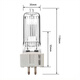 Spotz Spotlight Tungsten Filament lampe GX9.5 1000W / 2000W Marine Searchlight Bulb 6996p WA Silk Lamp G38 230V 2000W 300W