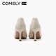 
COMELY single shoes for women's spring thin heel pointed toe high heel sheepskin soft comfortable sole simple professional work shoes off white 38