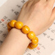 Shi Yuji, with national inspection certificate, natural chicken fat yellow beeswax bracelet for men, genuine amber old honey barrel beads, 18mm, one item, one certificate