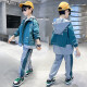 Mipaika cute children's clothing boys suit spring and autumn 2022 new Korean style children's suit big children's cardigan jacket jacket pants two-piece set handsome boy 3-15 years old blue 140 size recommended height about 1.3 meters