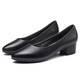 Strong Women's Shoes 4CM Medium Heel Work Shoes Pointed Toe Commuting Leather Shoes Pumps High Heels JDLA170002 Black 37