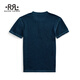 RRL男装 经典款靛蓝华夫格针织棉质亨利衫RL90170 400-蓝色 M