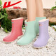 Pull-back rain boots for women, waterproof fashionable rain boots for women, adult outer wear, mid-tube rubber shoes, soft-soled water shoes for catching the sea, Taro Purple|013 38