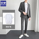 ROMON (ROMON) suit men's suit casual loose professional suit solid color jacket spring and summer groom wedding dress light mature style small suit [two pieces] apricot suit + trousers XL size