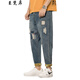 Chenfanxi zerrissen Jeans Herren neue Modemarke Retro Loose Sports Bindinghose Ligat Size Casual Harem Hose Blue 29 (Empfohlen 100-110jin [Jin ist gleich 0,5 kg])