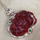 Zhaohao coral pendant, oxblood coral peony flower, 18k gold set with diamonds and colored gemstones