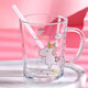 Dipur scale milk cup, children's sippy cup, student water cup, glass cup with lid, cute drinking cup, teacup with handle