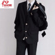 Anchu summer college style dk uniform suit suit loose and handsome spring and autumn jk student class uniform badge suit jacket W45 black suit + white long-sleeved shirt + tie + trousers XL + badge [recommended 120-140Jin [Jin equals 0.5 kg]]