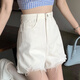 Miao Yijia denim shorts for hot girls, summer new super shorts for outer wear, wide-legged, high-waisted, raw edges for women, versatile, ripped denim shorts, white M, recommended 95-105Jin Jin is equal to 0.5kg
