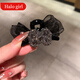 HALO GIRL2024新款小众蝴蝶结抓夹女网红带钻侧边刘海碎发夹气质鲨鱼夹头饰 黑色抓夹(2个装)
