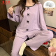 香雅馨带胸垫睡衣女款春秋季新款公主风甜美长袖冬天薄绒保暖家居服套装 1105米白色 XXL码130-145斤