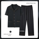 Wei Jie pajamas men's large size 260-300Jin Jin is equal to 0.5kg 7L oversized trousers half-sleeved summer fat man plus fat man casual loose black HD12004 short-sleeved trousers suit 6L 220-260Jin Jin is equal to 0.5kg