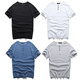 Erneuerung kurzärmeligte T-Shirt für Männer, enge Henry-Kragen reines Baumwollkragen schwarzes T-Shirt für Männer, Slim Sport Top Base Shirt, Schwarz L.