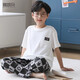 
Mannido children's pajamas boys short-sleeved trousers autumn clothes boys all-cotton air conditioning set big children teenagers pure cotton home clothes N9901 [short length] 170 XL code recommended 165-170cm