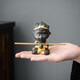 Yuxuan handmade purple sand tea pet with personality that can raise creative little monkey monkey tea play fish tank bonsai ornaments YYH---Purple clay little monkey painting gold belt stick