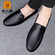 Old man's head 2025 new business casual beanie shoes for men and dad, comfortable one-step genuine leather soft sole non-slip high-end leather shoes black 2068 (hot seller) 40