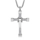 Mingyang Decorative Sea 925 Silver Cross Necklace Men's Trendy Fast and Furious Pendant Birthday Gift for Boyfriend Cross Pendant with Hexagonal Silver Chain 60CM