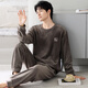 
Modal pajamas men's autumn and winter thin velvet coral velvet home clothes pullover men's spring and autumn thickened island velvet suit J9871 XL [Suggested 140-160Jin [Jin equals 0.5 kg]]