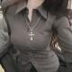 Zhidoudou Spring Fashion Suit Jk Pure and Light Style único y hermoso atmósfera Top de cintura alta falda corta de falda corta dos piezas J-7029 Top gris oscuro + falda plisada negra S _sugestionada 90Jin [Jin equivale a 0.5 kg] por debajo de