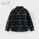 DAVE&BELLA boys' shirts for older children, new winter tops, velvet children's plaid shirts, children's clothes, older children's tops, navy plaid, in stock, 150 cm (recommended height 140-150cm)