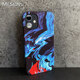Meskins Original adapté à Apple iPhone16pro Case de téléphone mobile Anti-Fall 15 Encre mate bleu simple Japonais et coréen 13mini Mobile Phone Case 14Promax personnalisé personnalisé Modèle 3897 iPhone12mini