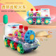 Yijun Kinderspielzeug Lokomotive Elektrische Universal Car Boy and Girl Baby Musik Beleuchtung kleiner Zugmodell Spielzeug Geschenk transparent rotierender Zug [Batterieversion]