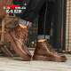 Bull Familie Martin Boots Herren echte Leder Herbst und Winter High-Top British Style Old Retro Work Boots Herren Red Brown 40