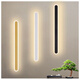 Yaotian one-word wall lamp, bedroom lamp, bedside lamp, LED strip lamp, living room background wall, study corridor lamp, aisle stair lamp, gold-100cm, three-color dimming (white light + warm light + neutral light)