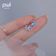 PWL999 pure silver cat's eye stone star and moon earrings for women design sense piercing earrings 2025 new simple and sweet earrings cat's eye stone star and moon earrings 999 pure silver