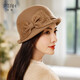 Buta autumn and winter hat women's retro hat wool felt hat beret shaped hat felt hat large bow sequins camel