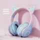 Yijiatong wireless Bluetooth/wired connection headphones Comfortable wear Noise-cancelling high-definition sound quality Cute and flexible Portable and carry-on Cute cat ears BT029C blue