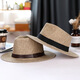 Kamilong Autumn Top Hut Herren-Leinen Sonnenhut Panama Flat Edge Britische Jazzhut High-End Sun Protection Gentleman's Hat Top Hut Gürtel schwarz 58 cm