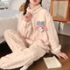 Yu Zhaolin zipper jacquard velvet autumn and winter new pajamas for women plus velvet coral velvet rabbit home clothes sweet girl suit