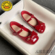 G.duck Little Yellow Duck Girls Spring and Summer Small Leather Shoes Girls Red Children's Princess Shoes Small Single Shoes Medium and Large Children Soft Sole Shoes Burgundy Counter Edition - 33 Inner Length 20.4cm