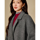 Inman alpaca mulberry silk double-sided woolen coat 2025 winter women's new light luxury woolen coat floral gray M