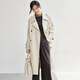Shangdubila 2025 spring wear British style double-breasted removable belt windbreaker jacket for women mid-length off-white XL