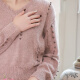 Firework perm artistic temperament sweater for women spring 2024 new small knitted sweater ZG Chu Qi gray pink M (recommended 110-125 Jin [Jin equals 0.5 kg])