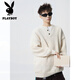 Playboy (PLAYBOY) American Heavy Henley Collar Bottoming Knitted Sweater Men's Autumn Handsome Loose Lazy Style Pullover Sweater Black L