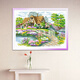Jili 2025 new cross stitch cotton thread embroidery restaurant series embroidery beautiful home bedroom romantic cottage large grid middle grid 3 strand thread embroidery [50x43 cm] + scissors
