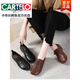 
CARTELO Spring and Autumn Style Middle-aged and Elderly Women's Leather Shoes Beef Tendon Sole Sole Mother's Shoes Comfortable and Anti-Slip Genuine Leather Casual Women's Shoes Round Toe 9901 Brown 39