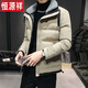 
Hengyuanxiang men's jacket cotton coat winter 2023 new trendy velvet thickened slim short cotton jacket cotton coat easy to care 753 khaki 2XL (126-140Jin[Jin equals 0.5 kg])