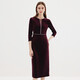 Aiteai retro high-end elegant beaded V-neck waist velvet dress dress autumn new style 7177815 Chateau Red 60 L 165