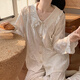 浪莎金丝绒睡衣女秋季女款2025新款长袖长裤甜美公主风花边春夏款夏季 SMSD-9926-姜黄 L(建议100-120斤)