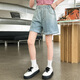 OEHE [Clearing Price] Girls Summer Thin Denim Shorts Children's Pants Medium Large Children Girl Student Straight Hot Pants 9755 Red Label 170