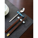 Sobichi chopstick holder white Japanese chopstick holder double chopstick public chopstick pad ceramic tableware chopstick pillow hotel biscuit chopstick holder blue glaze style
