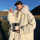 杜小闲冬季棉衣男士新款潮牌宽松加厚工装棉服男连帽大毛领保暖棉袄外套 WT4855 黑色 XL [建议140-160斤]